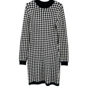 Express Women’s Long Sleeve Sweater Dress, Houndstooth, Sz. M